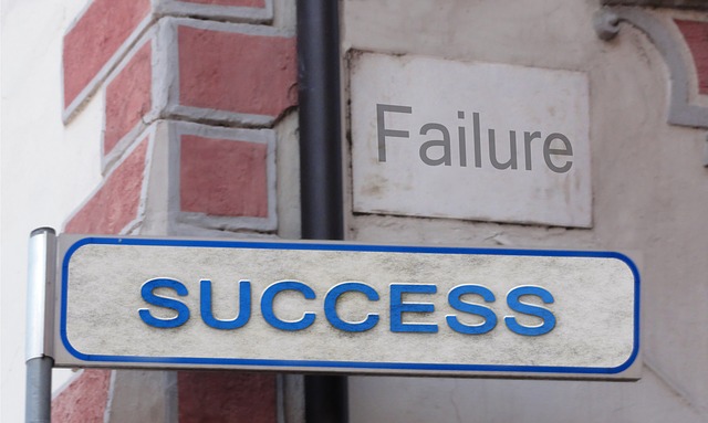 Street sign marking susccess and failure